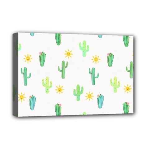 Green Cacti With Sun Deluxe Canvas 18  X 12  (stretched) by SychEva