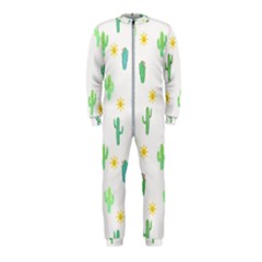 Green Cacti With Sun Onepiece Jumpsuit (kids) by SychEva