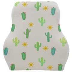 Green Cacti With Sun Car Seat Velour Cushion  by SychEva