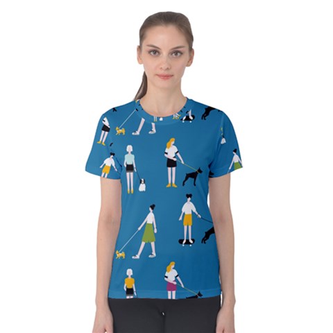 Girls Walk With Their Dogs Women s Cotton Tee by SychEva