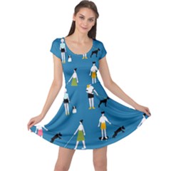 Girls Walk With Their Dogs Cap Sleeve Dress by SychEva