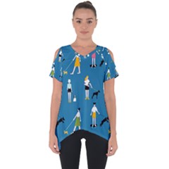Girls Walk With Their Dogs Cut Out Side Drop Tee by SychEva