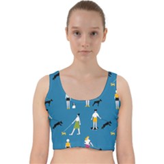 Girls Walk With Their Dogs Velvet Racer Back Crop Top by SychEva