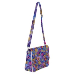 Multicolored Splashes And Watercolor Circles On A Dark Background Shoulder Bag With Back Zipper by SychEva
