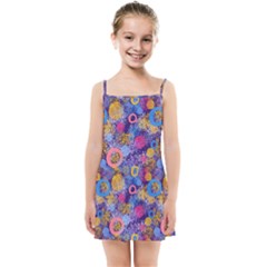 Multicolored Splashes And Watercolor Circles On A Dark Background Kids  Summer Sun Dress