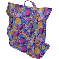 Multicolored Splashes And Watercolor Circles On A Dark Background Buckle Up Backpack by SychEva