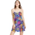 Multicolored Splashes And Watercolor Circles On A Dark Background Summer Frill Dress View1