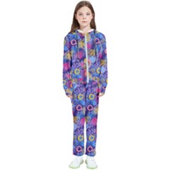 Multicolored Splashes And Watercolor Circles On A Dark Background Kids  Tracksuit by SychEva