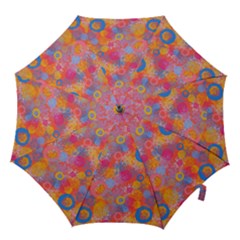 Multicolored Splashes And Watercolor Circles On A Dark Background Hook Handle Umbrellas (large)
