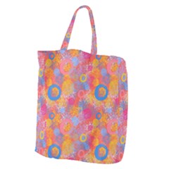 Multicolored Splashes And Watercolor Circles On A Dark Background Giant Grocery Tote by SychEva