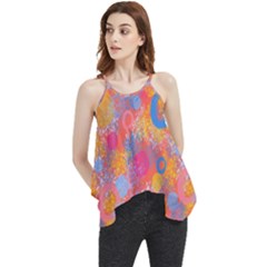 Multicolored Splashes And Watercolor Circles On A Dark Background Flowy Camisole Tank Top by SychEva