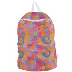 Multicolored Splashes And Watercolor Circles On A Dark Background Foldable Lightweight Backpack by SychEva