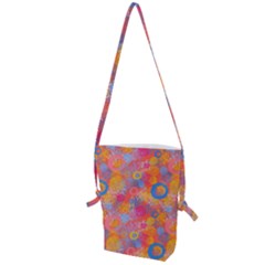 Multicolored Splashes And Watercolor Circles On A Dark Background Folding Shoulder Bag by SychEva