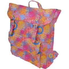 Multicolored Splashes And Watercolor Circles On A Dark Background Buckle Up Backpack by SychEva