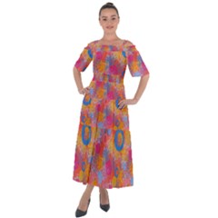 Multicolored Splashes And Watercolor Circles On A Dark Background Shoulder Straps Boho Maxi Dress  by SychEva