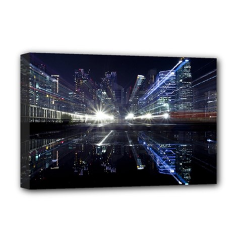 Cityscape-light-zoom-city-urban Deluxe Canvas 18  X 12  (stretched)