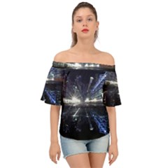 Cityscape-light-zoom-city-urban Off Shoulder Short Sleeve Top by Sudhe