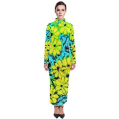 Chrysanthemums Turtleneck Maxi Dress