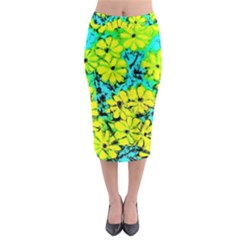 Chrysanthemums Midi Pencil Skirt