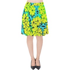 Chrysanthemums Velvet High Waist Skirt