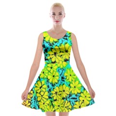 Chrysanthemums Velvet Skater Dress