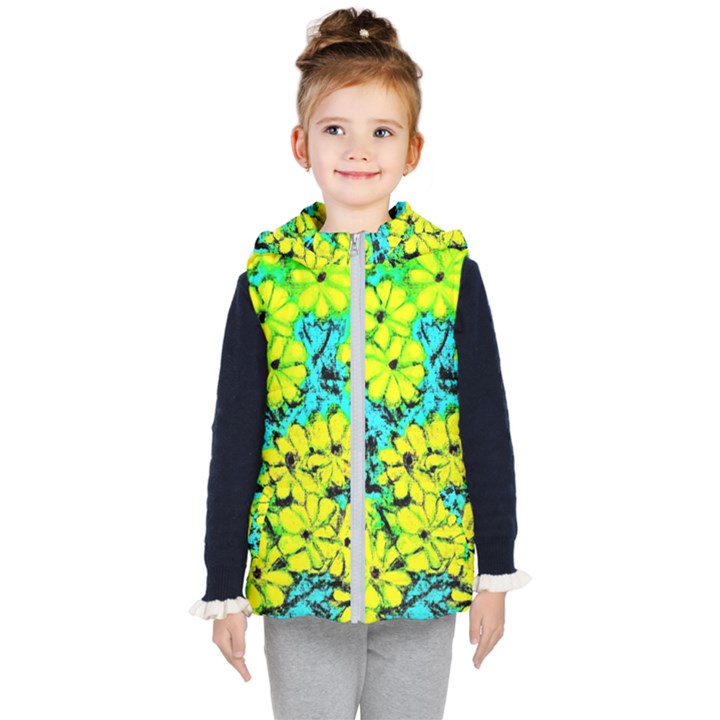 Chrysanthemums Kids  Hooded Puffer Vest