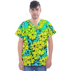 Chrysanthemums Men s V-Neck Scrub Top