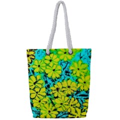 Chrysanthemums Full Print Rope Handle Tote (Small)