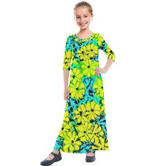 Chrysanthemums Kids  Quarter Sleeve Maxi Dress