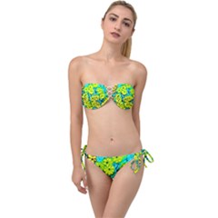 Chrysanthemums Twist Bandeau Bikini Set