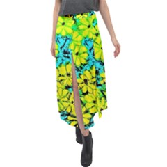 Chrysanthemums Velour Split Maxi Skirt