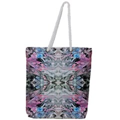 Abstract Waves Iv Full Print Rope Handle Tote (large)