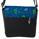 Funny Aliens With Spaceships Flap Closure Messenger Bag (S) View1
