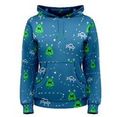 Funny Aliens With Spaceships Women s Pullover Hoodie by SychEva