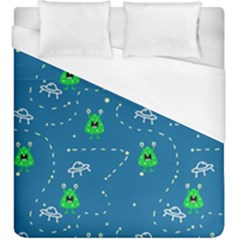 Funny Aliens With Spaceships Duvet Cover (king Size) by SychEva