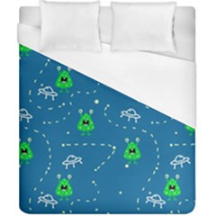 Funny Aliens With Spaceships Duvet Cover (california King Size) by SychEva