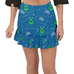 Funny Aliens With Spaceships Fishtail Mini Chiffon Skirt by SychEva