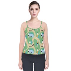 Girls With Dogs For A Walk In The Park Velvet Spaghetti Strap Top by SychEva