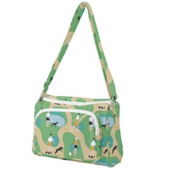Girls With Dogs For A Walk In The Park Front Pocket Crossbody Bag by SychEva