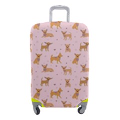 Cute Chihuahua With Sparkles On A Pink Background Luggage Cover (small) by SychEva