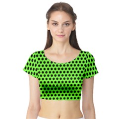 Metallic Mesh Screen-green Short Sleeve Crop Top by impacteesstreetweareight