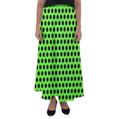 Metallic Mesh Screen-green Flared Maxi Skirt