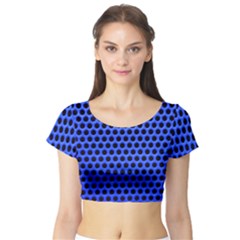 Metallic Mesh Screen-blue Short Sleeve Crop Top by impacteesstreetweareight