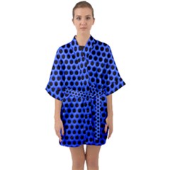 Metallic Mesh Screen-blue Half Sleeve Satin Kimono  by impacteesstreetweareight