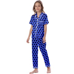 Metallic Mesh Screen-blue Kids  Satin Short Sleeve Pajamas Set by impacteesstreetweareight