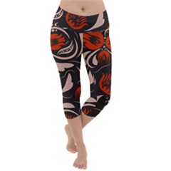 Folk Flowers Pattern Floral Surface Design Seamless Pattern Lightweight Velour Capri Yoga Leggings