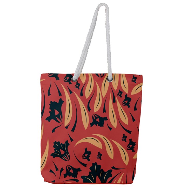 Folk flowers pattern Floral surface design Seamless pattern Full Print Rope Handle Tote (Large)