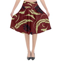 Folk Flowers Pattern Floral Surface Design Seamless Pattern Flared Midi Skirt by Eskimos