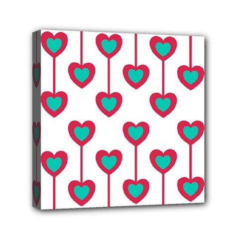 Red Hearts On A White Background Mini Canvas 6  x 6  (Stretched)