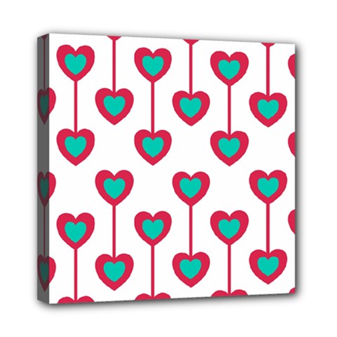 Red Hearts On A White Background Mini Canvas 8  x 8  (Stretched)